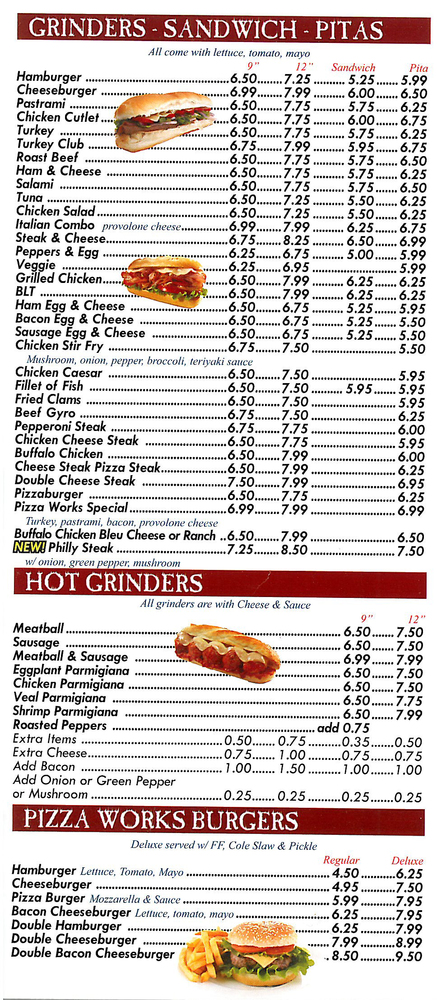 berkshiremenus com pizza works pizza works north adams menu