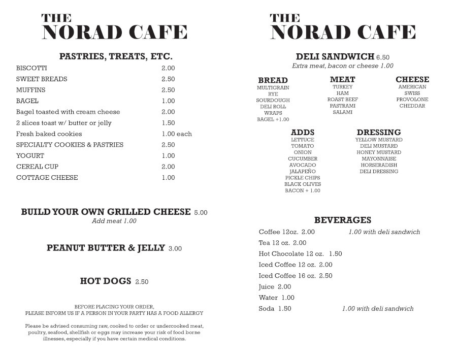 BerkshireMenus.com - The Norad Cafe