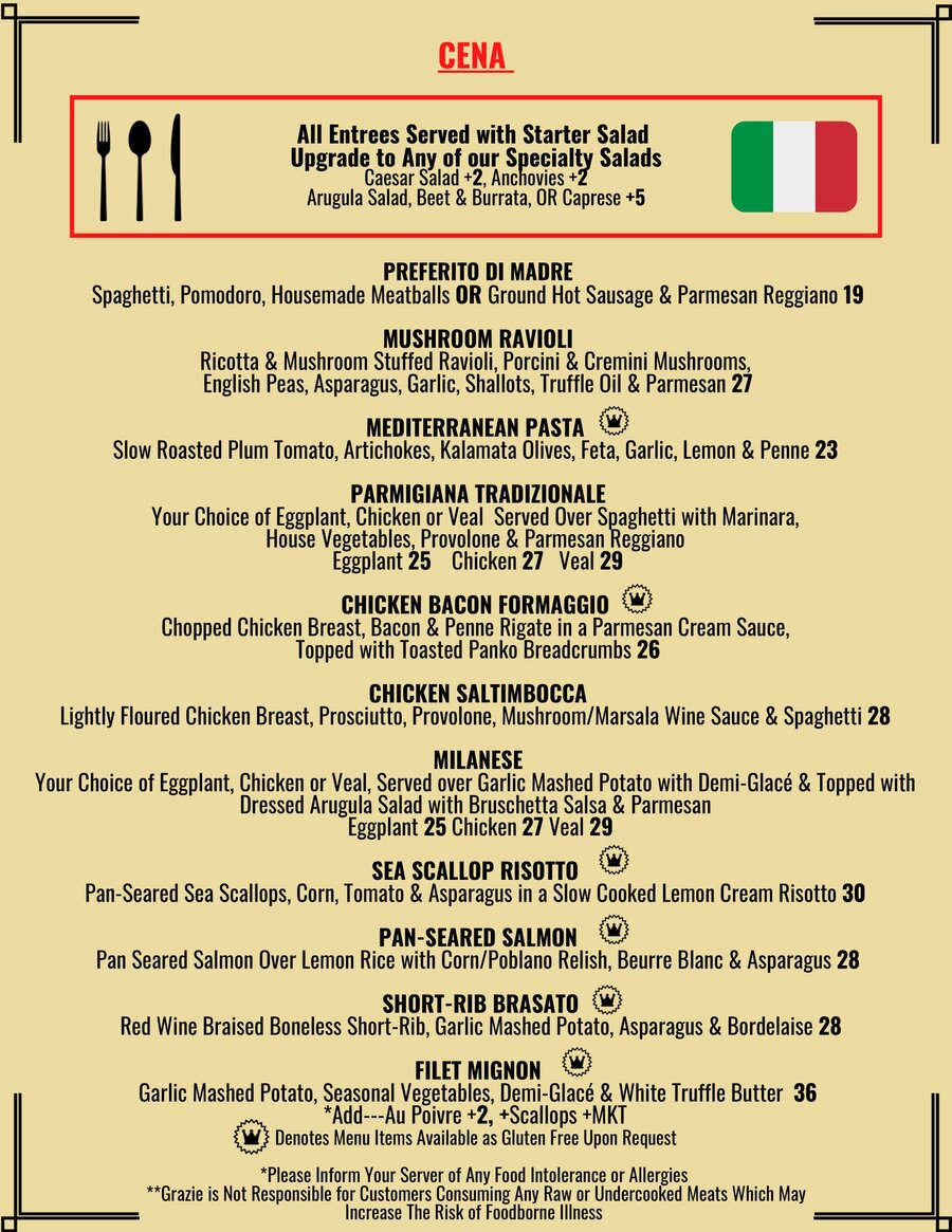 Italian Food Menu Items