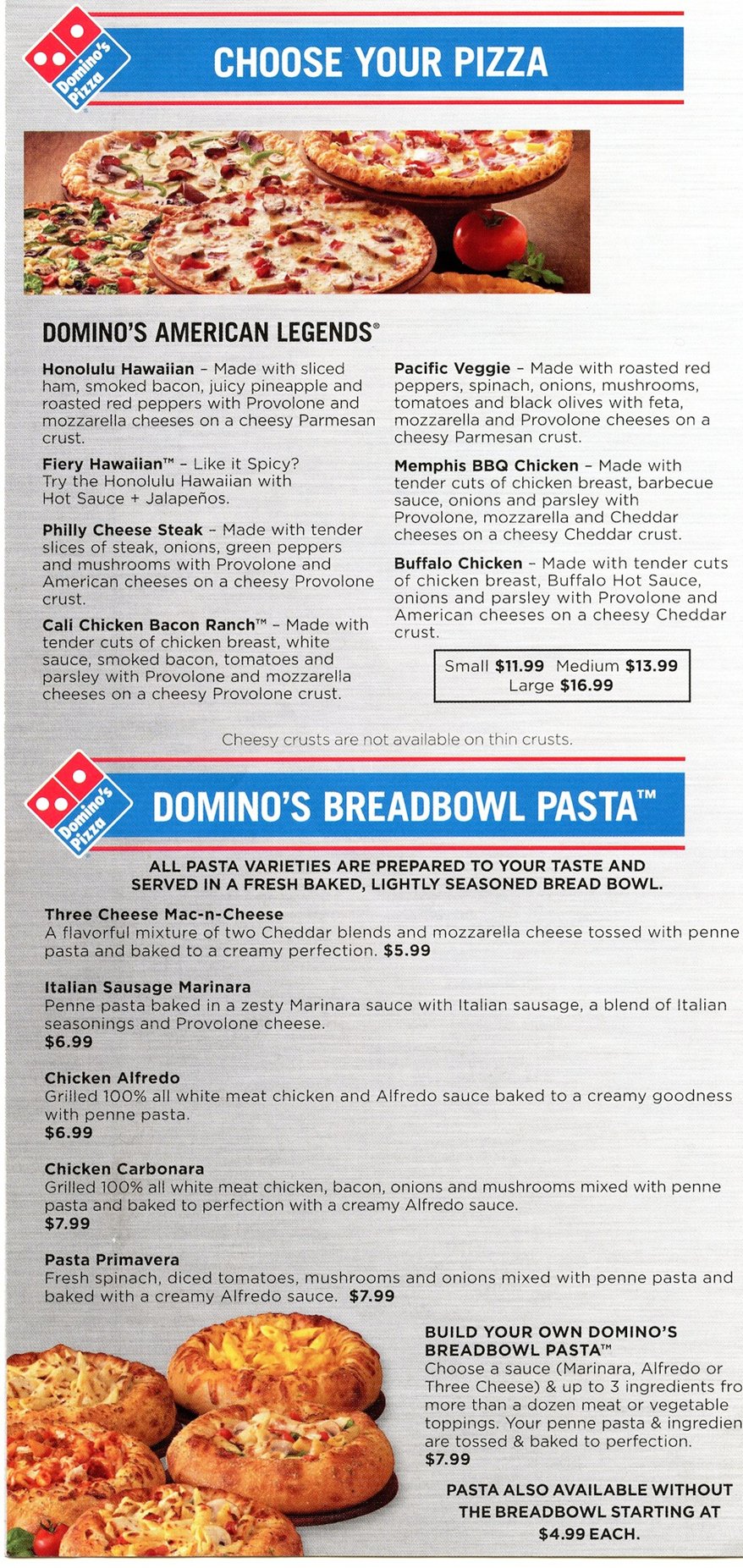BerkshireMenus.com - Domino's Pizza